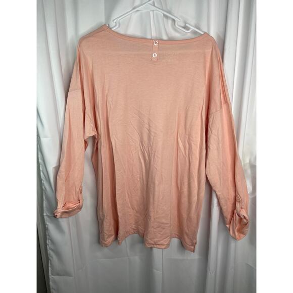 Talbots knit tee shirt t-shirt tunic peach orange plus size xxl 2x roll tab slee - Picture 13 of 16